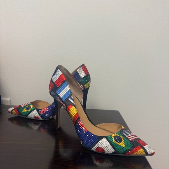 I N C International Flag Inspired World Cup Rhinestone D'Orsay Pumps Heels - Picture 8 of 9
